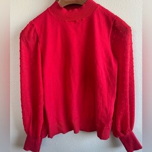 Cece womens red puff sleeve sweater